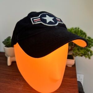 Red Canoe USAF Roundel Cap. Navy Blue with Felt embroidered emblem